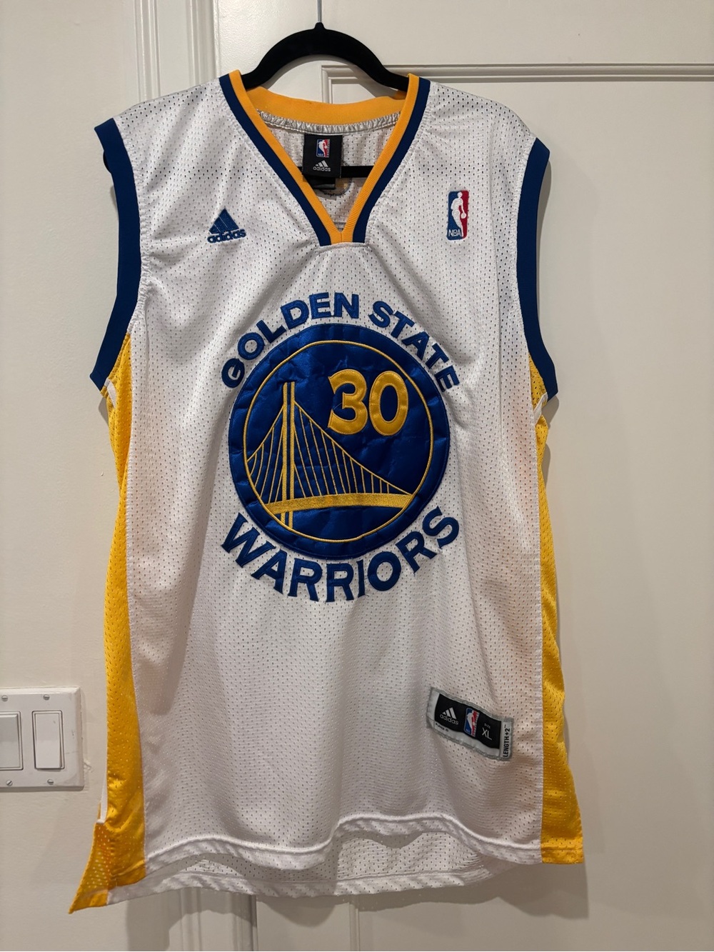 Curry Golden State Warriors #30 White, Blue & Yellow Jersey